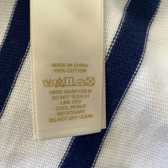 Orvis Pullover Top Sweatshirt Long Sleeves White w/ Striped Trim Cotton Sz M - Picture 6 of 6